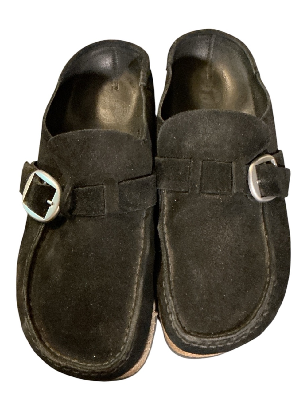 Birkenstock Black Suede Buckle Slip-On Loafers